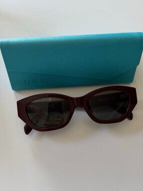 NWT Zenni Burgundy Cat Eye Sunglasses with Case